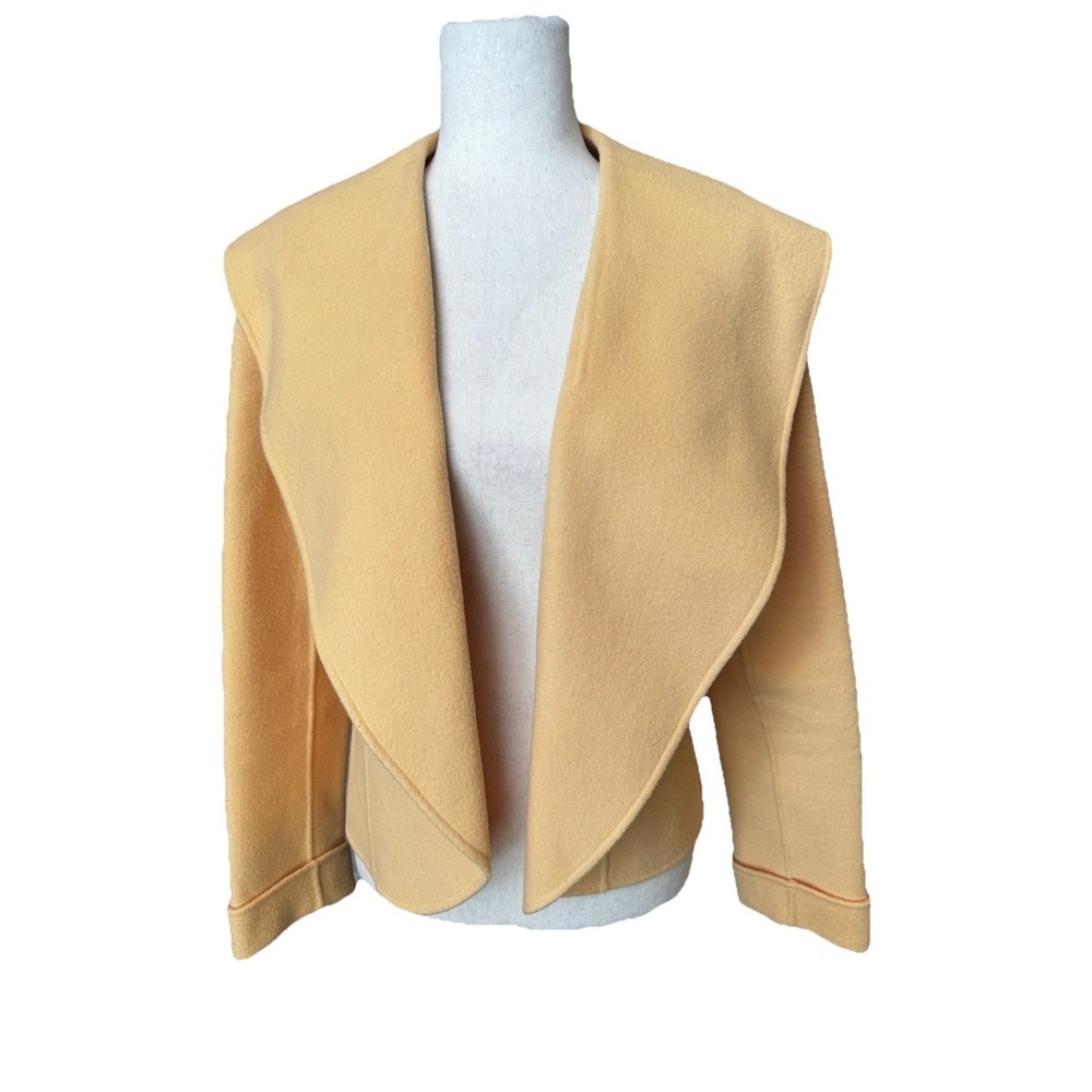 Carole Little Vintage Wool Jacket Double Sided Woolen Shawl Collar Yellow Small - Picture 2 of 9